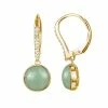 Outlet 😉 Unbranded 18k Gold Over Sterling Silver Green Jade & Cubic Zirconia Leverback Drop Earrings 🧨
