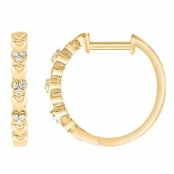 Buy 😍 Unbranded 10k Gold 1/10 Carat T.W. Diamond Heart Hoop Earrings ✔️
