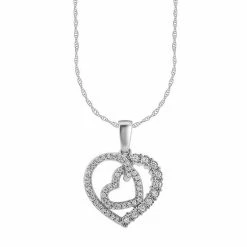 Cheapest 👍 Unbranded 10kt White Gold 1/4 Carat T.W. Diamond Heart Pendant Necklace ⌛
