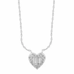 Brand new 🤩 Unbranded Sterling Silver 1/5 Carat T.W. Diamond Heart Pendant Necklace 🛒