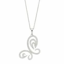 Budget 😍 Unbranded Sterling Silver Cubic Zirconia Butterfly Pendant Necklace 🧨