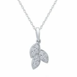 Brand new 🤩 Unbranded 10k White Gold 1/4 Carat T.W. Diamond Leaf Pendant Necklace 🌟