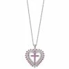 Best reviews of 😍 Unbranded Sterling Silver Lab-Created Pink Sapphire & Lab-Created White Sapphire Heart Cross Pendant 🌟