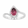 Outlet 🛒 Unbranded Sterling Silver Rhodolite Garnet & Lab-Created White Sapphire Teardrop Ring 🔥