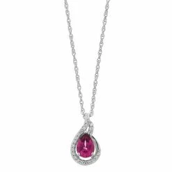 Brand new 🔔 Unbranded Sterling Silver Rhodolite Garnet & Lab-Created White Sapphire Pendant Necklace 🤩
