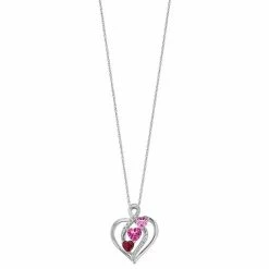 Brand new 🔥 Unbranded Sterling Silver Lab-Created Gemstone Heart Pendant Necklace 💯