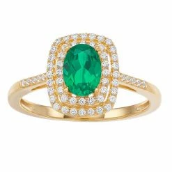 Best Pirce ✨ Unbranded 10k Gold Gemstone & 1/3 Carat T.W. Diamond Ring Emerald 🎁