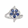 Outlet 💯 Unbranded 10k White Gold Sapphire & 1/3 Carat T.W. Diamond Flower Ring 🤩