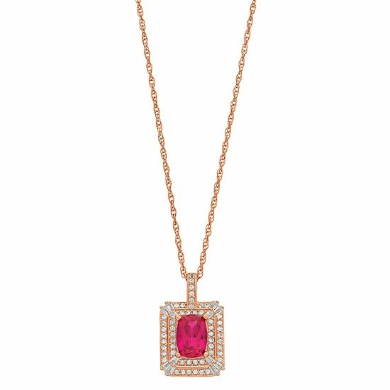Best deal ๐ Unbranded 14k Rose Gold Sapphire & 1/3 Carat T.W. Diamond Frame Pendant Necklace ๐ฏ