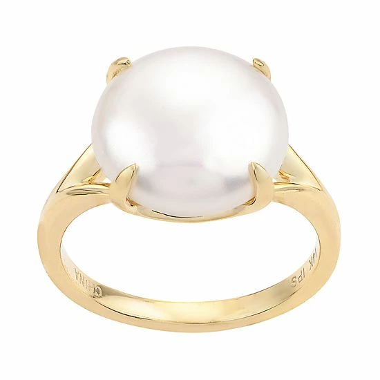 Wholesale ❤️ Unbranded PearLustre By Imperial 14k Gold Freshwater Cultured Coin Pearl Ring 👍