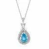 Discount ❤️ Unbranded 10k White Gold Swiss Blue Topaz & 1/6 Carat T.W. Diamond Teardrop Pendant Necklace 🎉