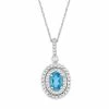 Best reviews of 🎉 Unbranded 10k White Gold Swiss Blue Topaz & 1/4 Carat T.W. Diamond Double Halo Pendant Necklace 👍