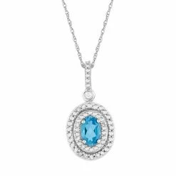 Best reviews of 🎉 Unbranded 10k White Gold Swiss Blue Topaz & 1/4 Carat T.W. Diamond Double Halo Pendant Necklace 👍