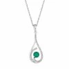 Outlet 😉 Unbranded 10k White Gold Emerald 1/8 Carat T.W. Diamond Drop Pendant Necklace ⌛