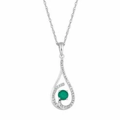 Outlet 😉 Unbranded 10k White Gold Emerald 1/8 Carat T.W. Diamond Drop Pendant Necklace ⌛