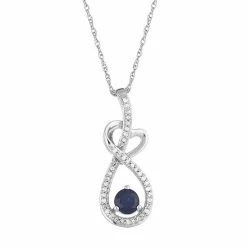 Brand new 🤩 Unbranded 10k White Gold Sapphire & 1/8 Carat T.W. Diamond Heart Drop Pendant ⌛