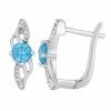 Cheap 🔥 Unbranded 10k White Gold Swiss Blue Topaz & Diamond Accent Latch Back Earrings 🔔