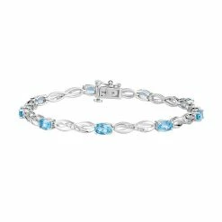 Best deal 😍 Unbranded 10k White Gold Swiss Blue Topaz & 1/5 Carat T.W. Diamond Infinity Link Bracelet 🛒