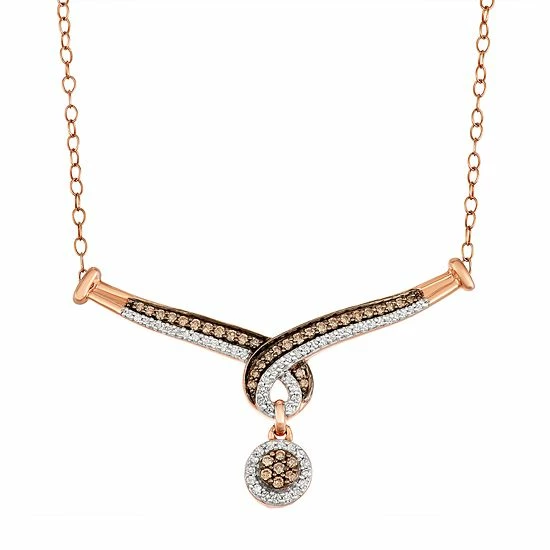 Best deal 🤩 Unbranded 10k Rose Gold 1/2 Carat T.W. Brown & White Diamond Swirl Necklace ✔️
