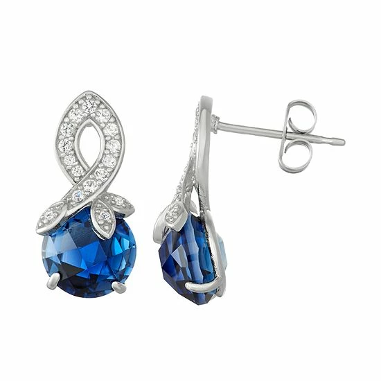 Cheapest 🥰 Unbranded Sterling Silver Lab-Created Blue & White Sapphire Swirl Drop Earrings 💯