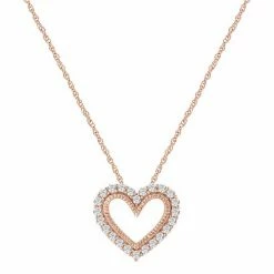 Cheap 😍 Unbranded 10k Rose Gold 1/5 Carat T.W. Diamond Heart Pendant Necklace 🧨