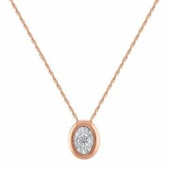 Top 10 🧨 Unbranded 10k Rose Gold 1/10 Carat T.W. Diamond Oval Pendant Necklace 🤩