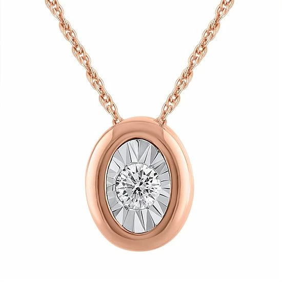 Top 10 🧨 Unbranded 10k Rose Gold 1/10 Carat T.W. Diamond Oval Pendant Necklace 🤩 - Image 2