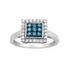 Outlet 🎁 Unbranded 10k White Gold 1/2 Carat T.W. Blue & White Diamond Square Halo Ring 🔥