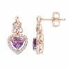 Cheap 🔥 Unbranded 14k Gold Rose Over Silver Amethyst & Lab-Created White Sapphire Heart Drop Earrings ⭐