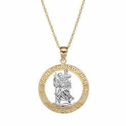Buy 💯 Unbranded 14k Gold Two Tone St. Christopher Pendant Necklace 😀