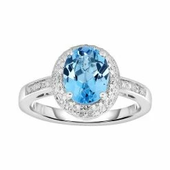 Best deal ✔️ Unbranded Sterling Silver Blue Topaz And Diamond Accent Oval Halo Ring 😍