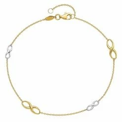 Outlet 👍 Unbranded 14k Gold Two-Tone Infinity Charms Anklet 🛒
