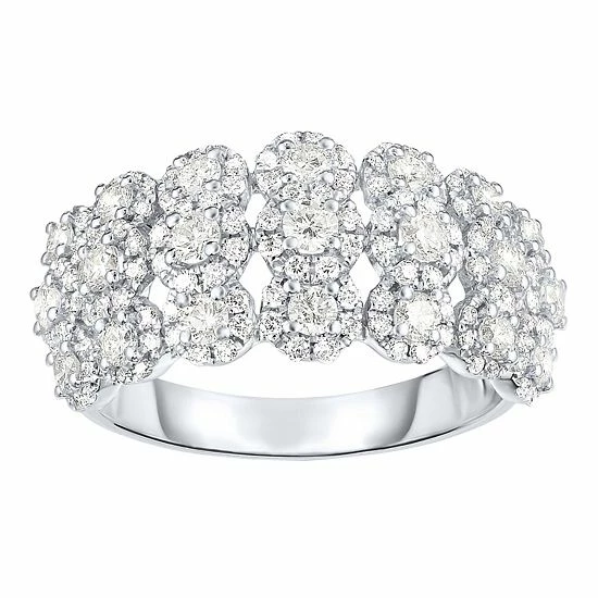Coupon โ Unbranded 14k White Gold 1 1/5 Carat T.W. Diamond Round Cluster Fashion Ring ๐