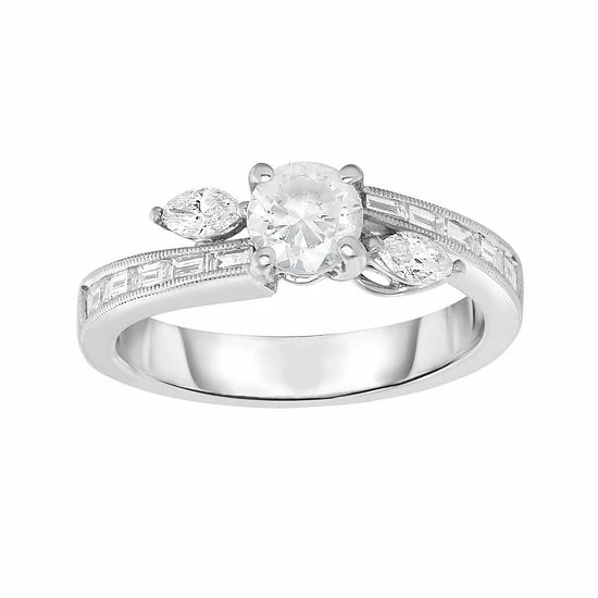 Coupon 🤩 Unbranded 14k White Gold 1 Carat T.W. Diamond Bypass Engagement Ring 🎁