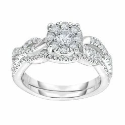 Hot Sale 👍 Unbranded 14k White Gold 5/8 Carat T.W. Diamond Round Cluster Engagement Ring Set 👍