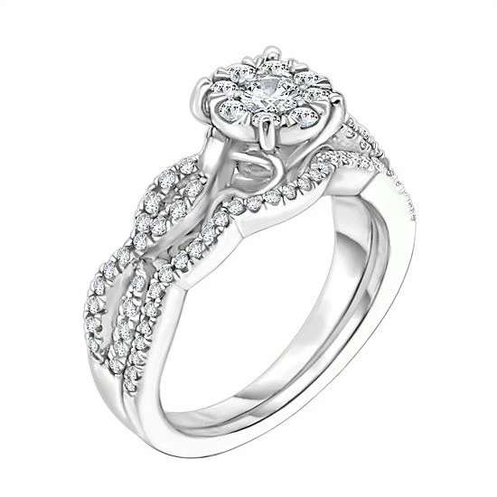 Hot Sale ๐ Unbranded 14k White Gold 5/8 Carat T.W. Diamond Round Cluster Engagement Ring Set ๐ - Image 2