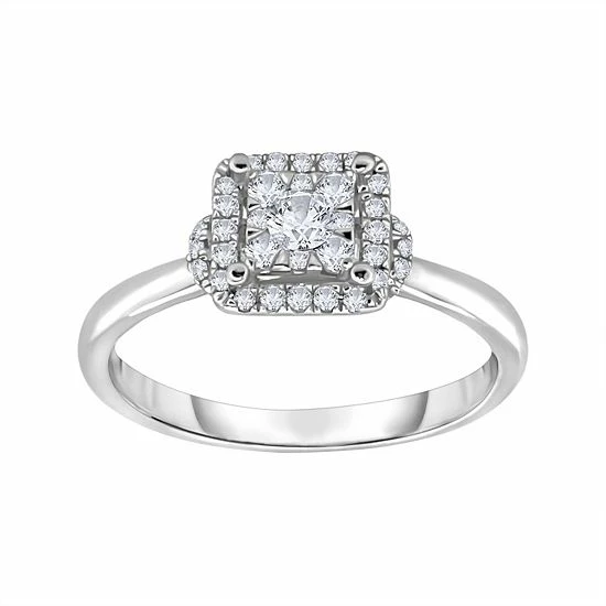 Brand new ✔️ Unbranded 14k White Gold 5/8 Carat T.W. Diamond Vintage Cluster Engagement Ring ⭐