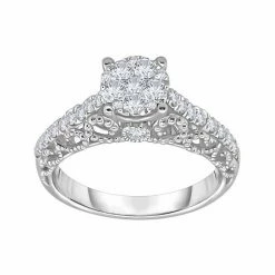 Cheapest ✔️ Unbranded 14k White Gold 5/8 Carat T.W. Diamond Round Cluster Engagement Ring 👏
