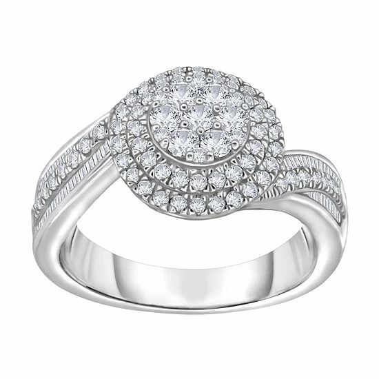 Deals ๐งจ Unbranded 14k White Gold 3/4 Carat T.W. Diamond Cluster Bypass Engagement Ring ๐