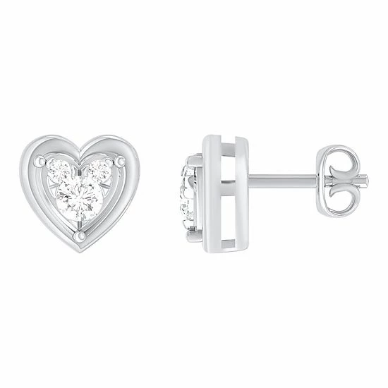 Best deal 👍 Unbranded 10k White Gold 1/5 Carat T.W. Diamond Heart Stud Earrings 😍