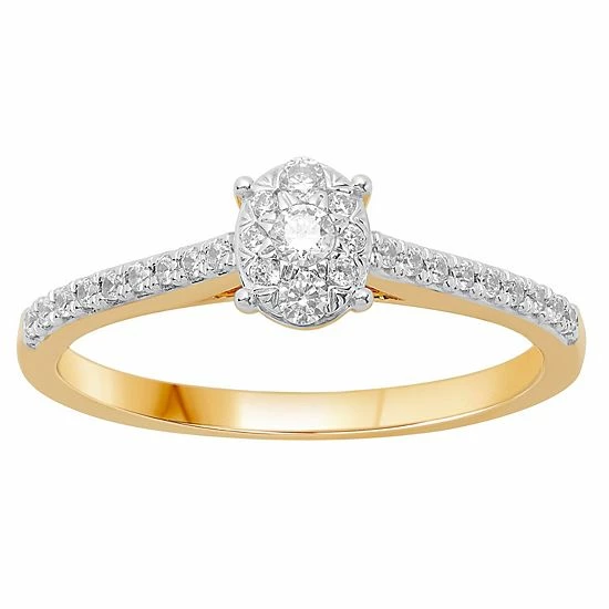 Wholesale ๐ Unbranded 10k Gold 1/4 Carat T.W. Diamond Oval Cluster Ring ๐