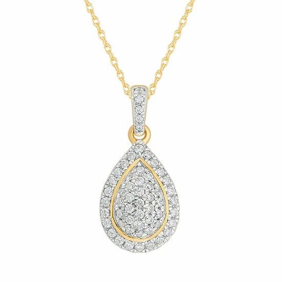 Brand new ๐ Unbranded 10k Gold 1/3 Carat T.W. Composite Diamond Teardrop Cluster Pendant Necklace ๐ฅฐ