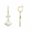 Discount 🌟 Unbranded Gold Over Sterling Silver 👩 Mother-Of-Pearl & Cubic Zirconia Double Drop Earrings 👏