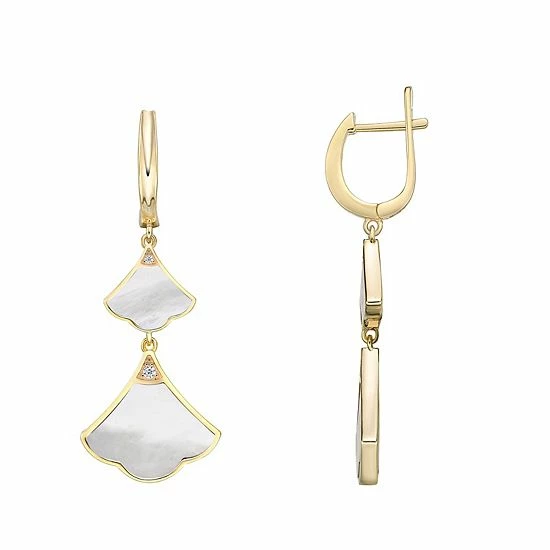Discount ๐ Unbranded Gold Over Sterling Silver ๐ฉ Mother-Of-Pearl & Cubic Zirconia Double Drop Earrings ๐
