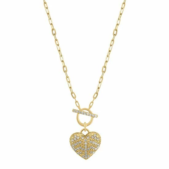Flash Sale ⌛ Unbranded 10k Gold 1/4 Carat T.W. Diamond Heart, Open Circle, & Bar Necklace 🎉