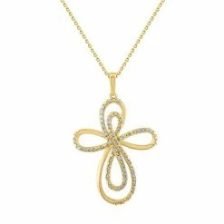 Top 10 😀 Unbranded 10k Gold 1/7 Carat T.W. Diamond Looped Open Cross Pendant Necklace 🎉