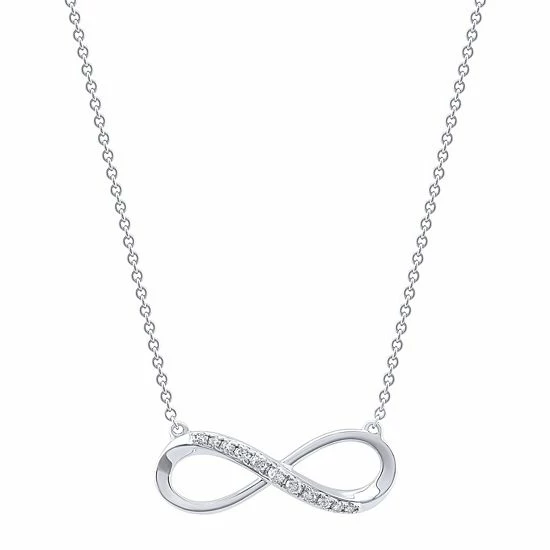 Buy ๐คฉ Unbranded 10k White Gold 1/10 Carat T.W. Diamond Infinity Charm Necklace ๐คฉ