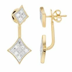 Best deal 👏 Unbranded 18k Gold Over Silver White Sapphire Front-Back Earrings ❤️