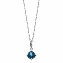Buy ❤️ Unbranded Sterling Silver London Blue Topaz & Lab-Created White Sapphire Pendant Necklace 🌟
