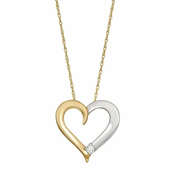 Discount 🎉 Unbranded 10k Gold Two Tone Diamond Heart Pendant Necklace 👏